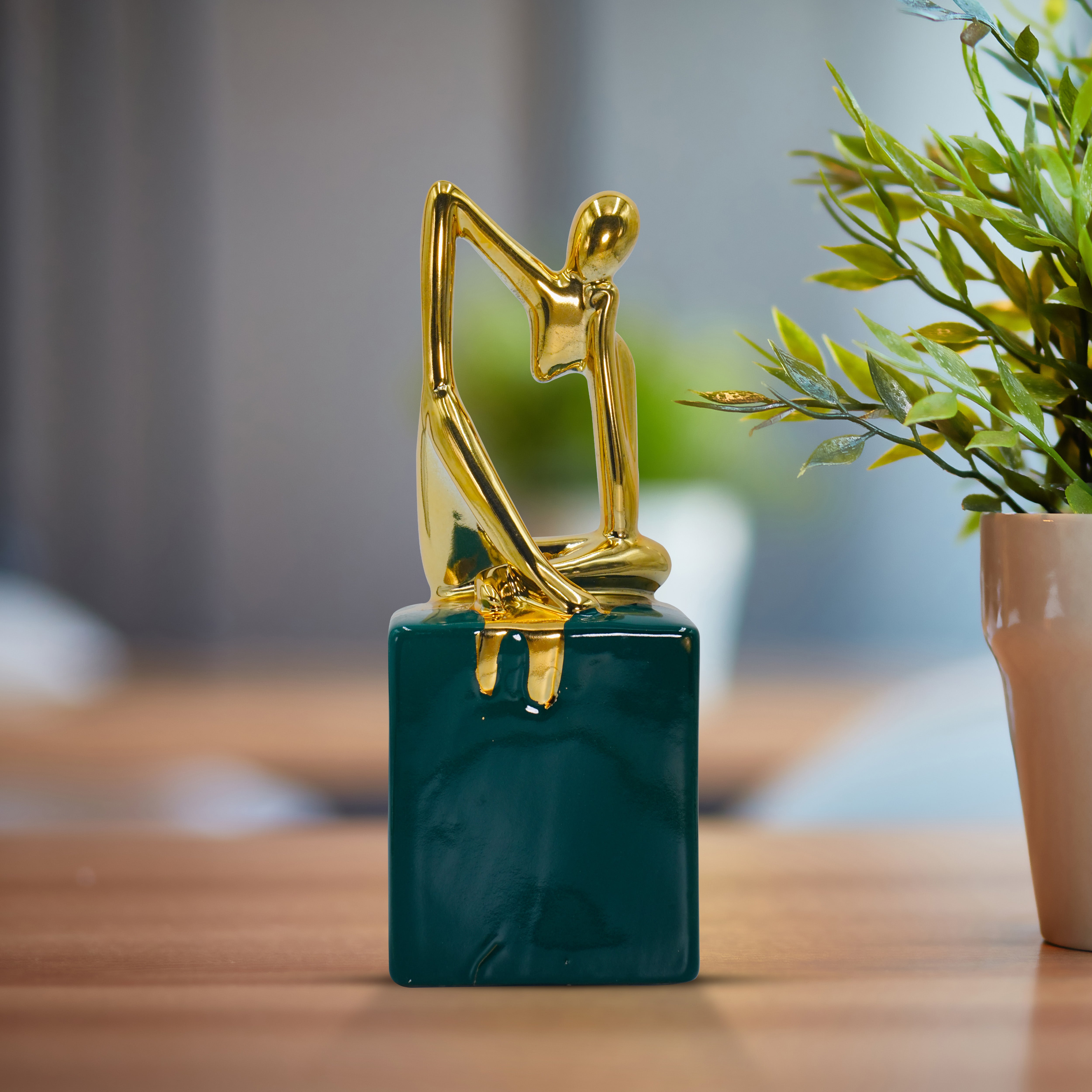 Golden Polished Thinking Man Table Decor