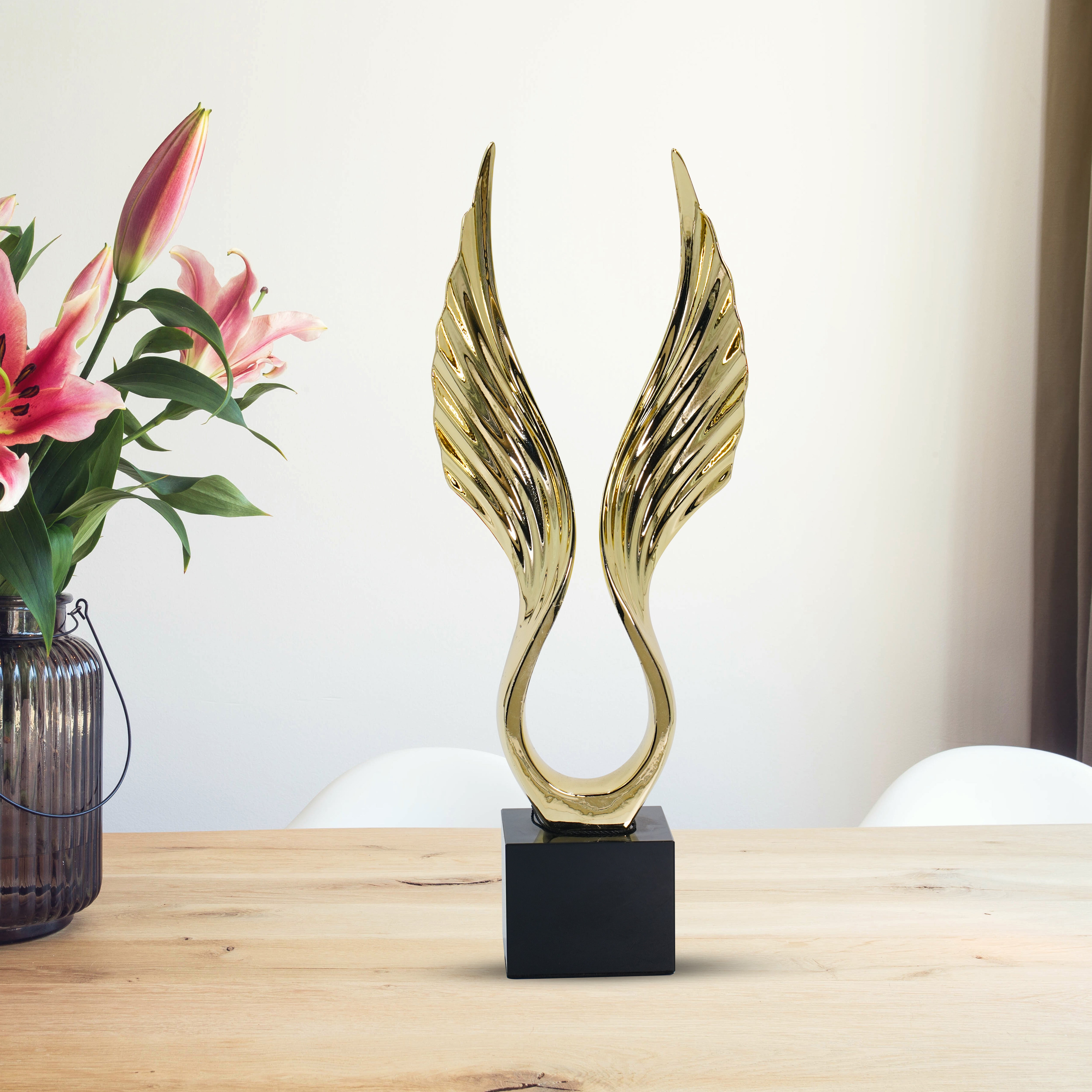 Gold-Toned & Black Decorative Wings Showpiece