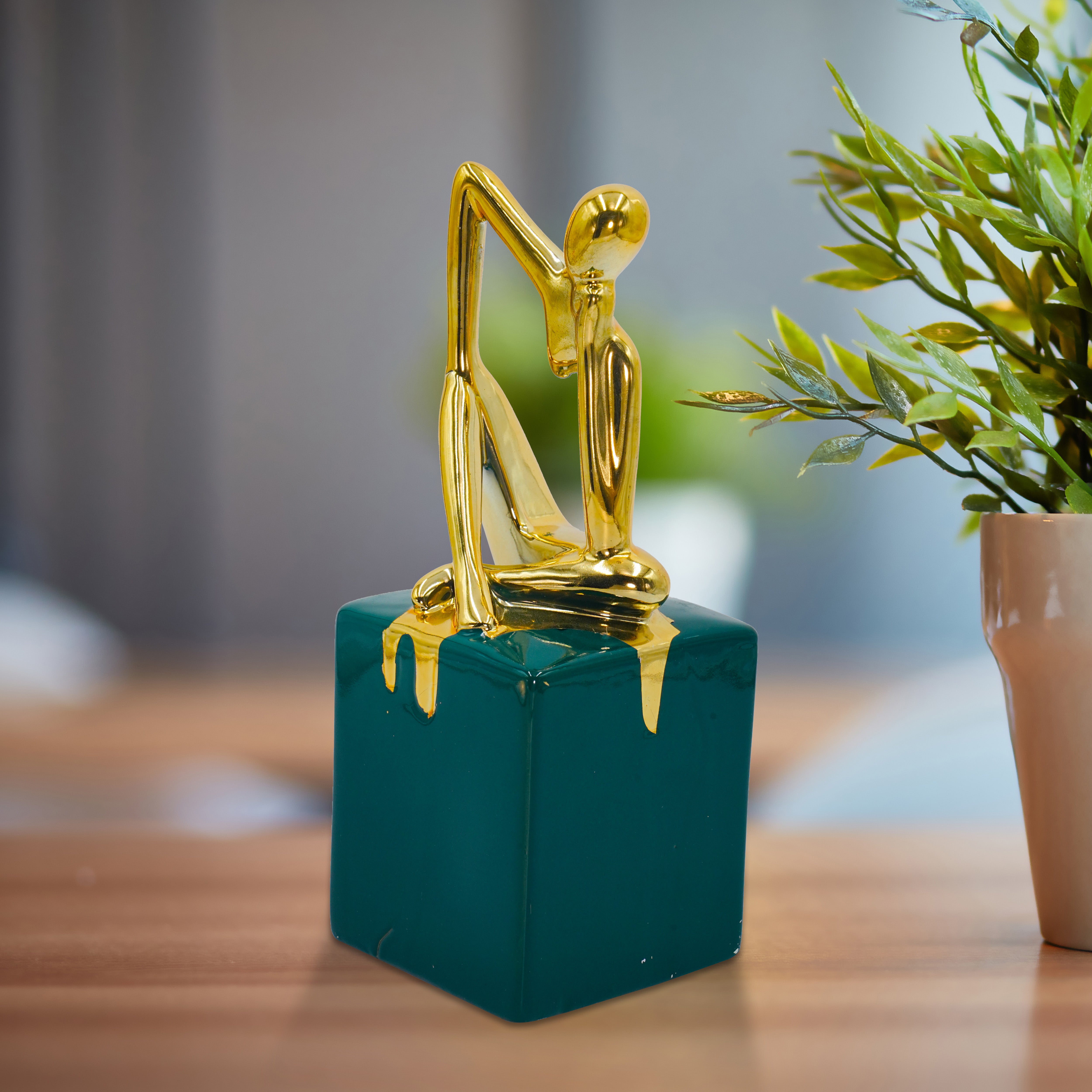 Golden Polished Thinking Man Table Decor