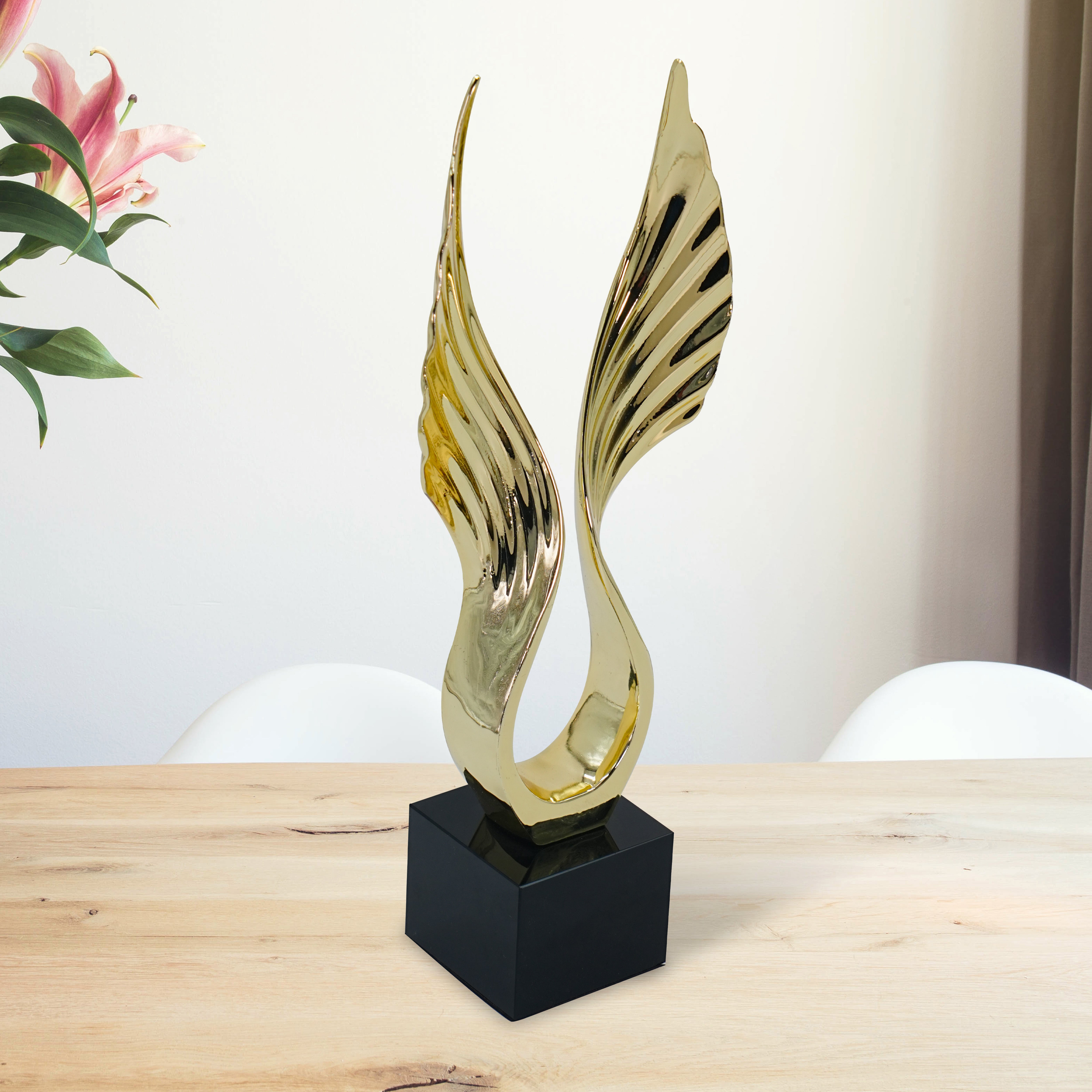 Gold-Toned & Black Decorative Wings Showpiece