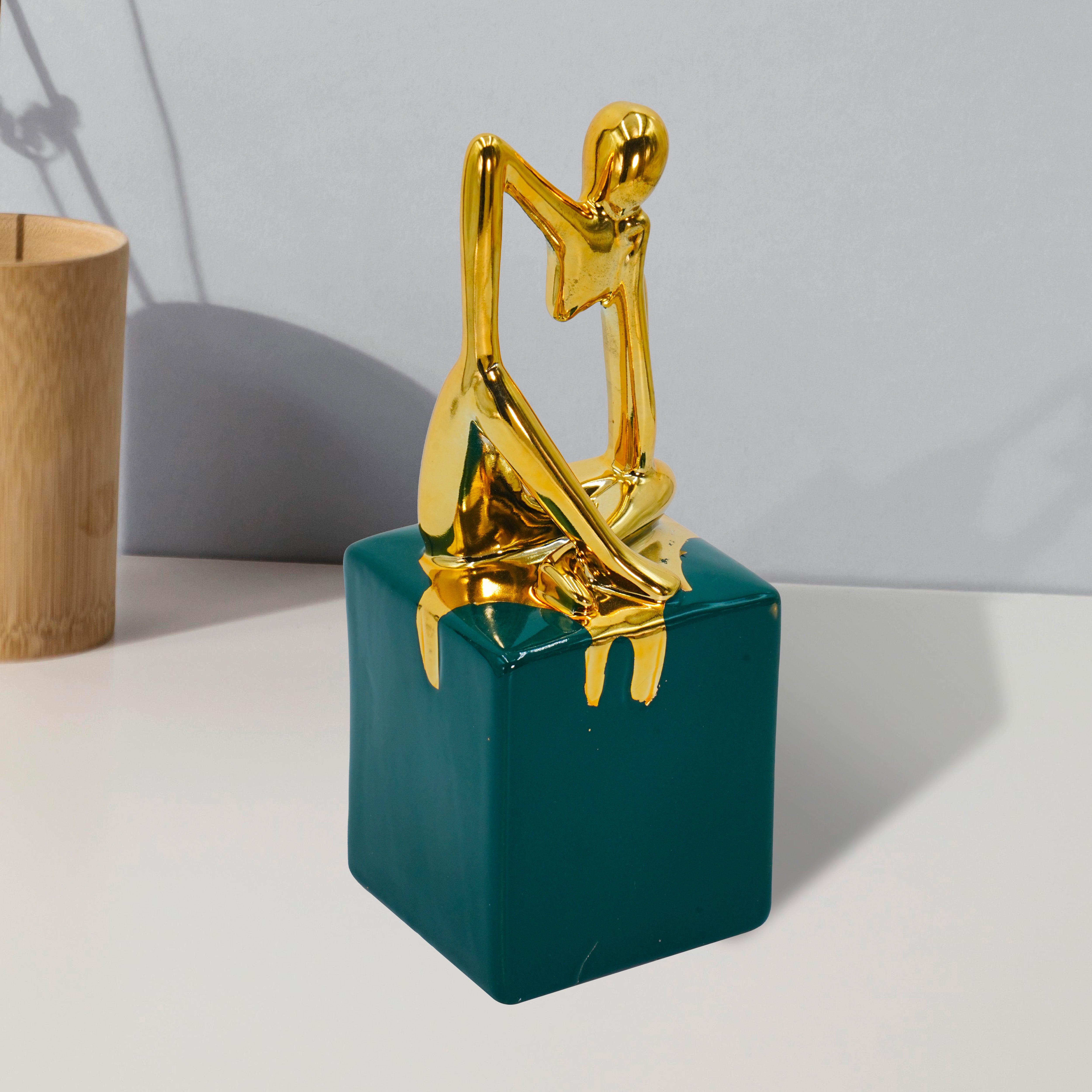 Golden Polished Thinking Man Table Decor