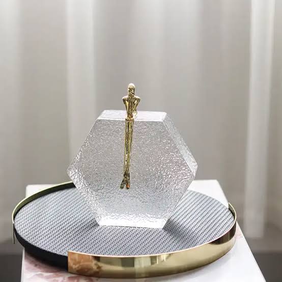 European crystal person thinking decor
