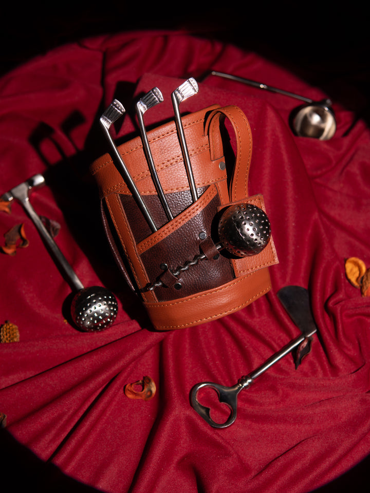Brown leather gold bar kit
