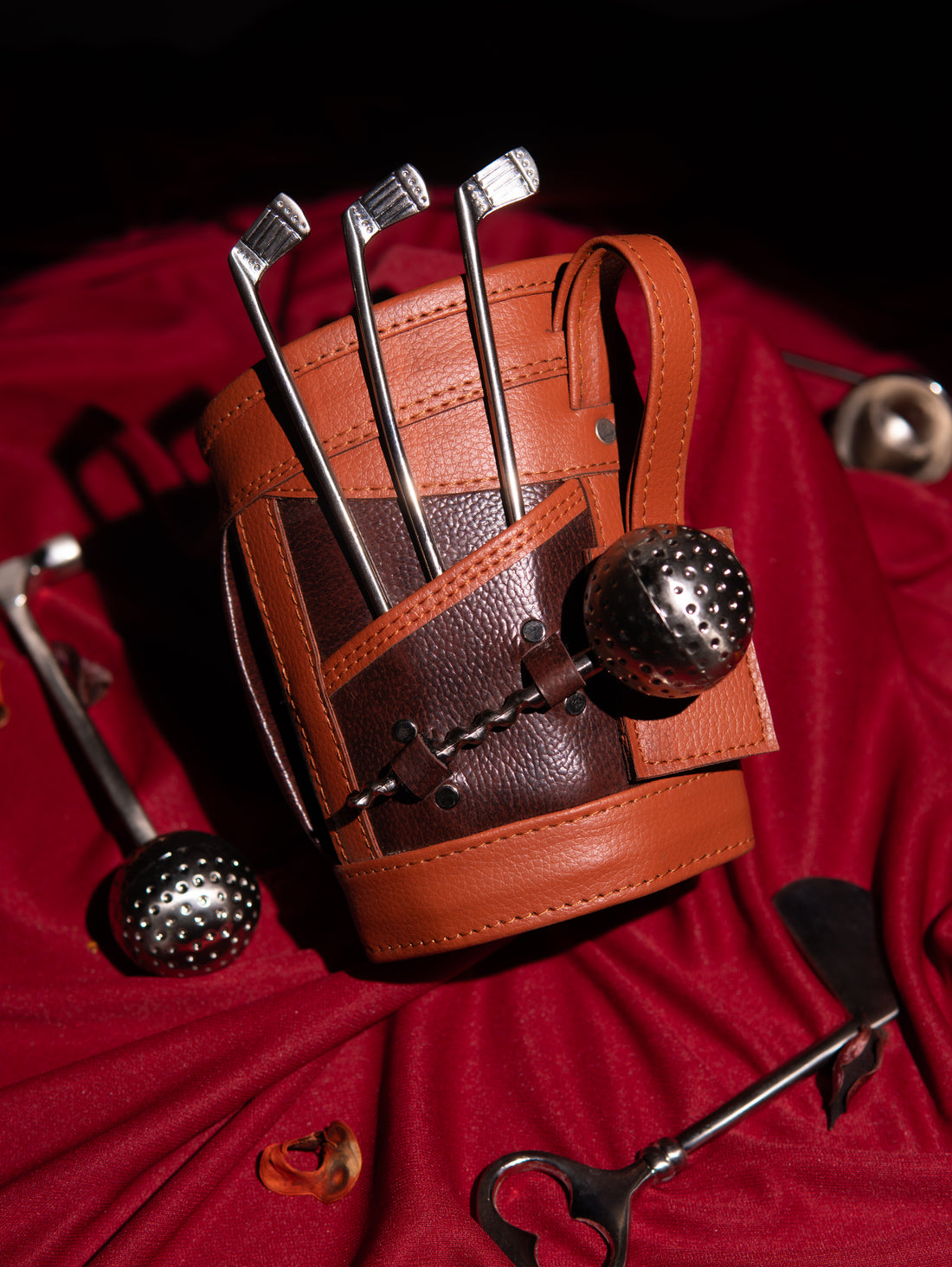 Brown leather gold bar kit