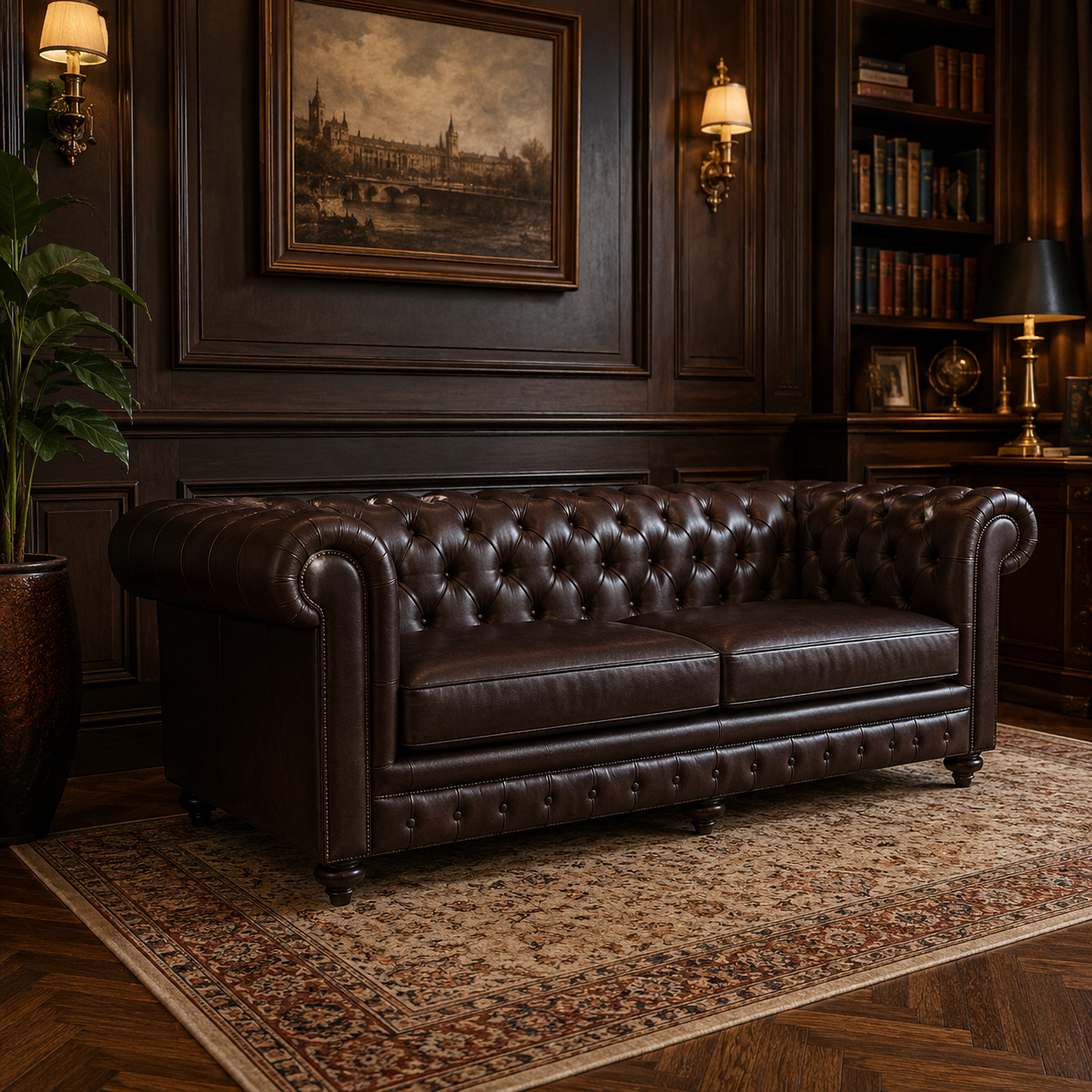 Leather Three Seater Sofa