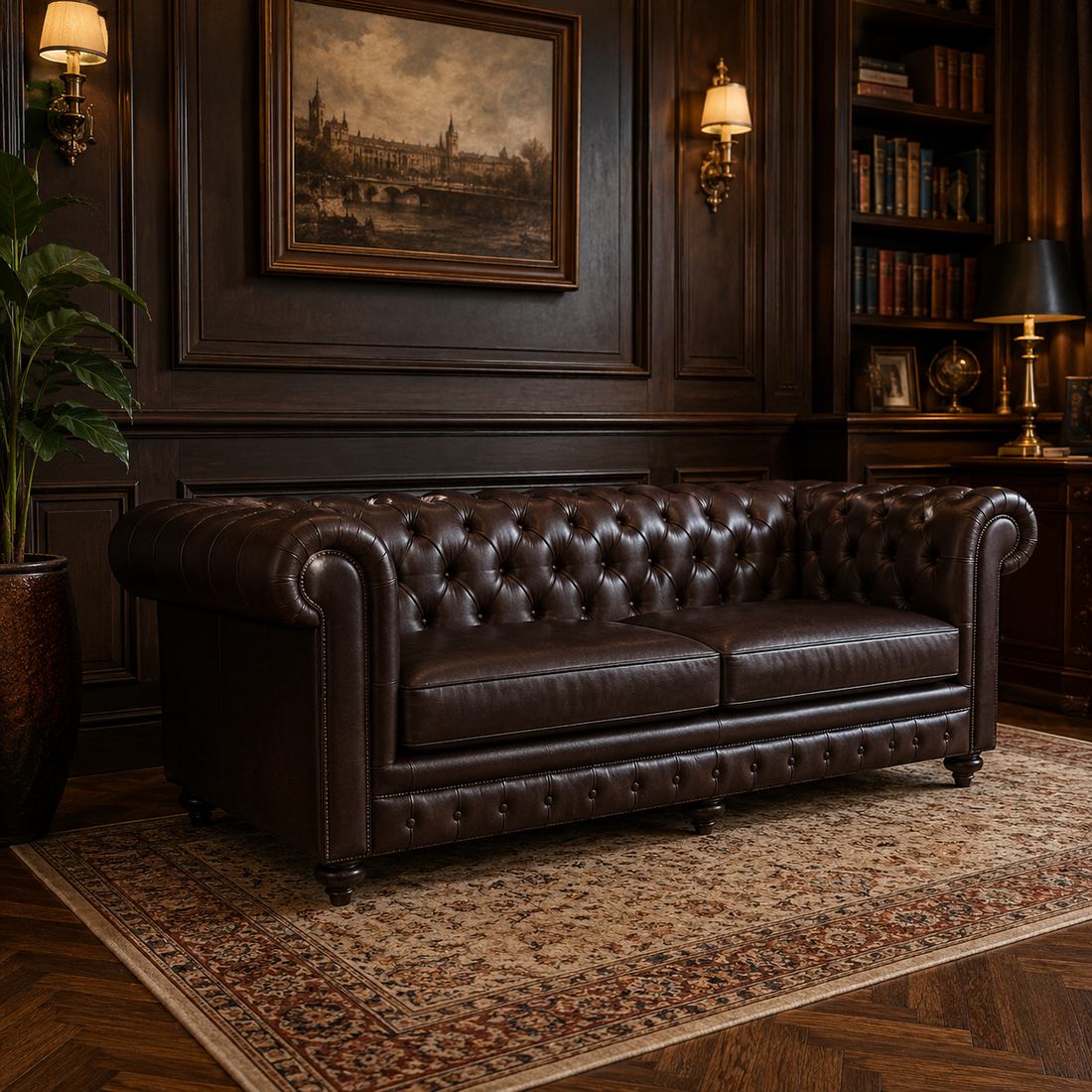 Leather Three Seater Sofa