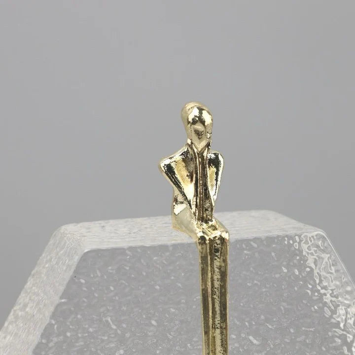 European crystal person thinking decor