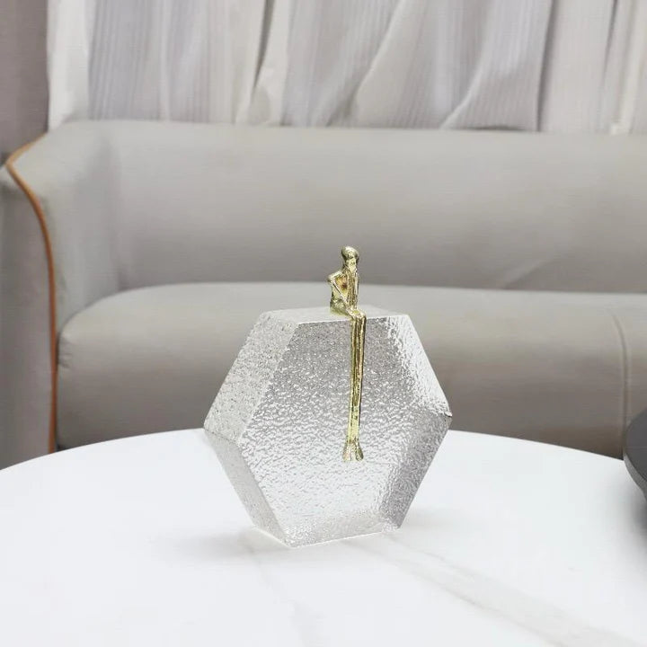 European crystal person thinking decor